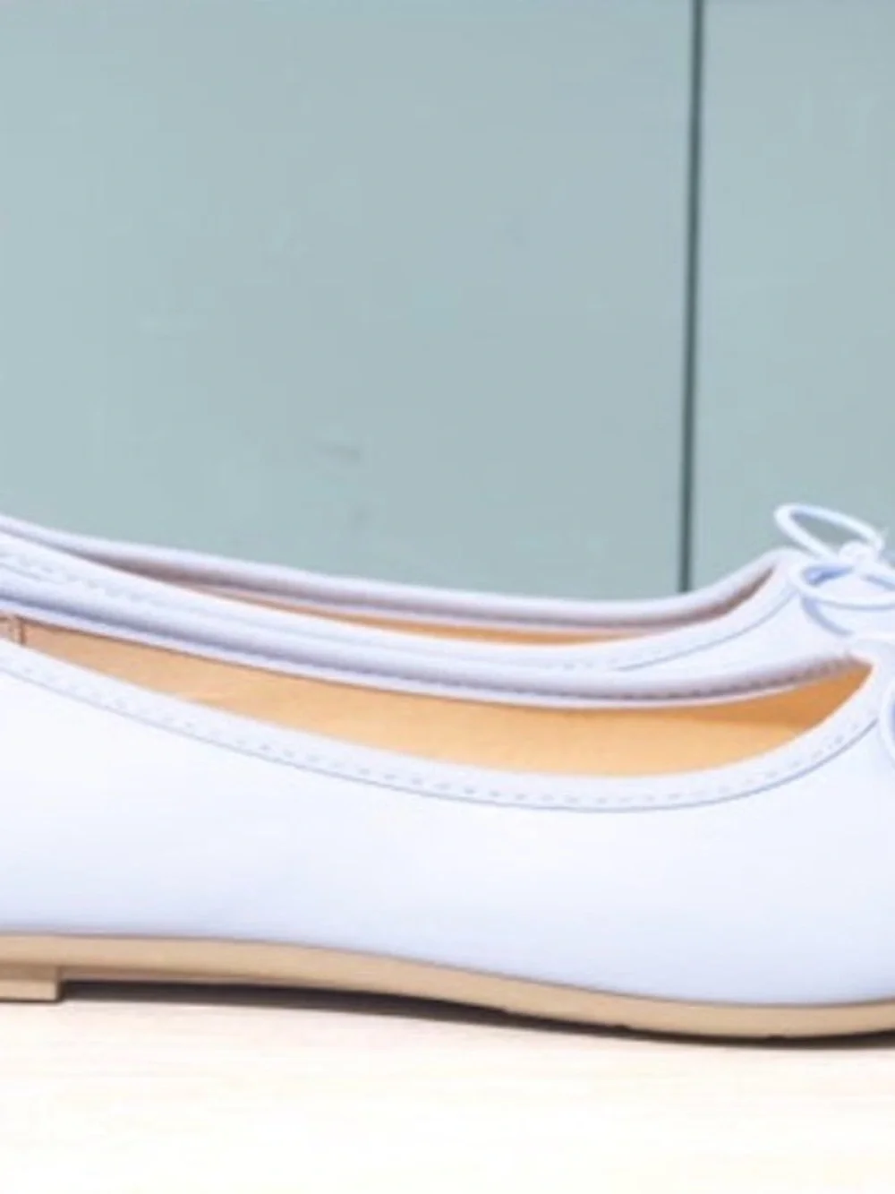 Moda Pastel Blue Ballet Flats with Bow Accent.  8.5
